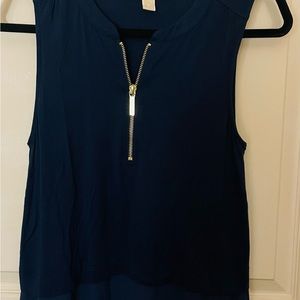 Michael Kors Sleeveless Zipper Top Blue Size S